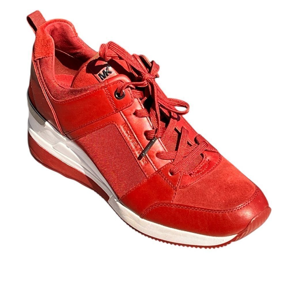 Michael Kors Red Georgie Trainer Wedge Heel Sneakers 9.5